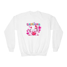 Load image into Gallery viewer, Repticon Youth Crewneck Sweatshirt w/ Valentine Axolotls
