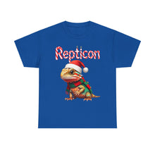 Load image into Gallery viewer, Repticon Unisex Heavy Cotton Tee w/ Bearded Dragon Santa
