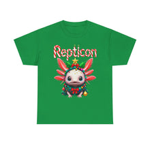 Load image into Gallery viewer, Repticon Unisex Heavy Cotton Tee w/ Axolotl Christmas Tree
