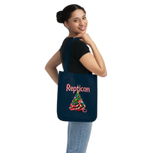Load image into Gallery viewer, Repticon Organic Canvas Tote Bag w/ Candy Cane Snake Christmas Tree
