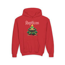 Load image into Gallery viewer, Repticon Youth Heavy Blend Hooded Sweatshirt w/ Toad Christmas Tree
