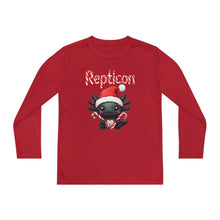 Load image into Gallery viewer, Repticon Youth Long Sleeve Competitor Tee w/ Axolotl Santa
