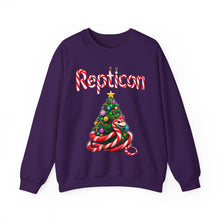 Load image into Gallery viewer, Repticon Unisex Heavy Blend™ Crewneck Sweatshirt w/ Candy Cane Snake Christmas Tree
