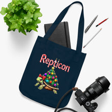 Load image into Gallery viewer, Repticon Organic Canvas Tote Bag w/ Tortoise Christmas Tree
