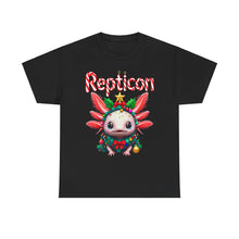 Load image into Gallery viewer, Repticon Unisex Heavy Cotton Tee w/ Axolotl Christmas Tree
