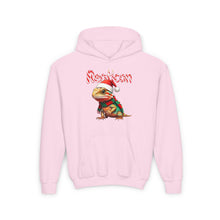 Load image into Gallery viewer, Repticon Youth Heavy Blend Hooded Sweatshirt w/ Bearded Dragon Santa
