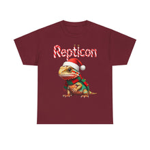 Load image into Gallery viewer, Repticon Unisex Heavy Cotton Tee w/ Bearded Dragon Santa
