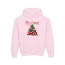 Load image into Gallery viewer, Repticon Youth Heavy Blend Hooded Sweatshirt w/ Candy Cane Christmas Tree
