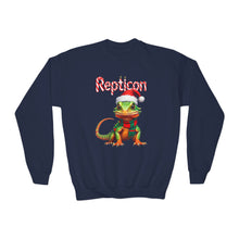 Load image into Gallery viewer, Repticon Youth Crewneck Sweatshirt w/ Lizard Santa
