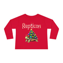 Load image into Gallery viewer, Repticon Toddler Long Sleeve Tee w/ Tortoise Christmas Tree
