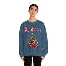 Load image into Gallery viewer, Repticon Unisex Heavy Blend™ Crewneck Sweatshirt w/ Candy Cane Snake Christmas Tree
