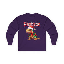 Load image into Gallery viewer, Repticon Unisex Ultra Cotton Long Sleeve Tee w/ Bearded Dragon Santa
