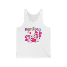 Load image into Gallery viewer, Repticon Unisex Jersey Tank w/ Valentine Axolotls

