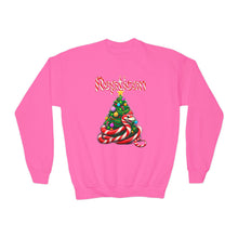 Load image into Gallery viewer, Repticon Youth Crewneck Sweatshirt w/ Candy Cane Snake Christmas Tree
