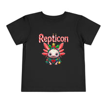Load image into Gallery viewer, Repticon Toddler Short Sleeve Tee w/ Axolotl Christmas Tree
