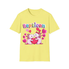 Load image into Gallery viewer, Repticon Unisex Softstyle T-Shirt w/ Valentine Axolotls
