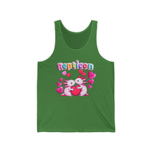 Load image into Gallery viewer, Repticon Unisex Jersey Tank w/ Valentine Axolotls
