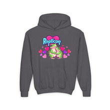 Load image into Gallery viewer, Repticon Youth Heavy Blend Hooded Sweatshirt w/ Valentine Frogs
