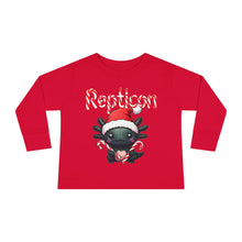 Load image into Gallery viewer, Repticon Toddler Long Sleeve Tee w/ Axolotl Santa
