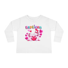 Load image into Gallery viewer, Repticon Toddler Long Sleeve Tee w/ Valentine Axolotls
