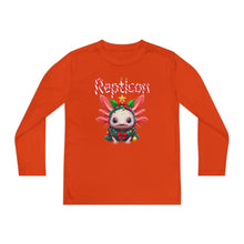 Load image into Gallery viewer, Repticon Youth Long Sleeve Competitor Tee w/ Axolotl Christmas Tree
