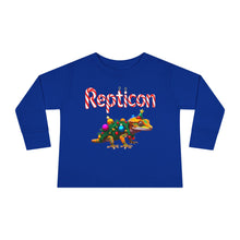 Load image into Gallery viewer, Repticon Toddler Long Sleeve Tee w/ Crested Gecko Christmas Tree
