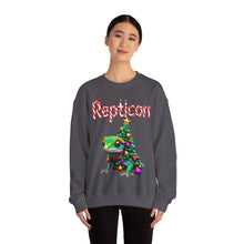 Load image into Gallery viewer, Repticon Unisex Heavy Blend™ Crewneck Sweatshirt w/ Crested Gecko Christmas Tree
