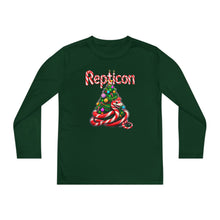 Load image into Gallery viewer, Repticon Youth Long Sleeve Competitor Tee w/ Candy Cane Snake Christmas Tree
