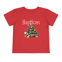 Load image into Gallery viewer, Repticon Toddler Short Sleeve Tee w/ Tortoise Christmas Tree
