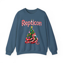 Load image into Gallery viewer, Repticon Unisex Heavy Blend™ Crewneck Sweatshirt w/ Candy Cane Snake Christmas Tree
