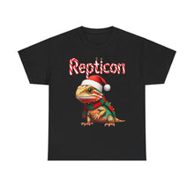 Load image into Gallery viewer, Repticon Unisex Heavy Cotton Tee w/ Bearded Dragon Santa
