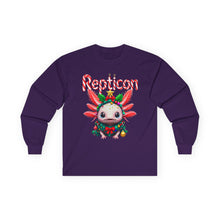 Load image into Gallery viewer, Repticon Unisex Ultra Cotton Long Sleeve Tee w/ Axolotl Christmas Tree
