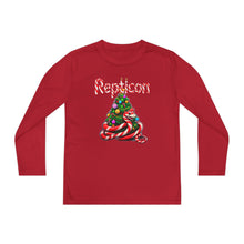 Load image into Gallery viewer, Repticon Youth Long Sleeve Competitor Tee w/ Candy Cane Snake Christmas Tree
