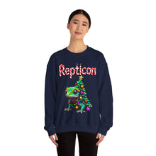 Load image into Gallery viewer, Repticon Unisex Heavy Blend™ Crewneck Sweatshirt w/ Crested Gecko Christmas Tree
