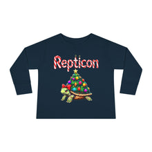 Load image into Gallery viewer, Repticon Toddler Long Sleeve Tee w/ Tortoise Christmas Tree
