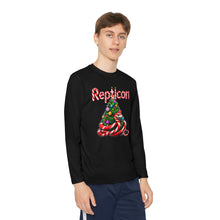 Load image into Gallery viewer, Repticon Youth Long Sleeve Competitor Tee w/ Candy Cane Snake Christmas Tree
