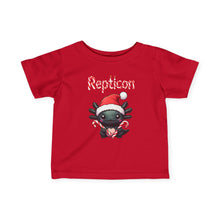 Load image into Gallery viewer, Repticon Infant Fine Jersey Tee w/ Axolotl Santa
