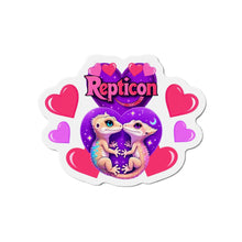 Load image into Gallery viewer, Repticon Die-Cut Magnets w/ Valentine Crested Geckos
