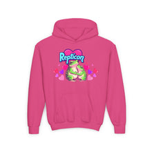 Load image into Gallery viewer, Repticon Youth Heavy Blend Hooded Sweatshirt w/ Valentine Frogs
