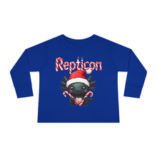 Load image into Gallery viewer, Repticon Toddler Long Sleeve Tee w/ Axolotl Santa
