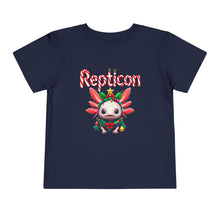 Load image into Gallery viewer, Repticon Toddler Short Sleeve Tee w/ Axolotl Christmas Tree
