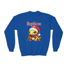 Load image into Gallery viewer, Repticon Youth Crewneck Sweatshirt w/ Amphibian Santa
