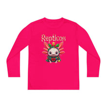 Load image into Gallery viewer, Repticon Youth Long Sleeve Competitor Tee w/ Axolotl Christmas Tree
