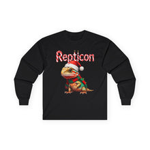 Load image into Gallery viewer, Repticon Unisex Ultra Cotton Long Sleeve Tee w/ Bearded Dragon Santa
