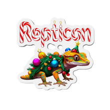 Load image into Gallery viewer, Repticon Die-Cut Magnets w/ Crested Gecko Christmas Tree
