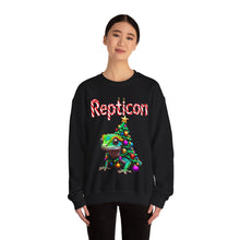 Load image into Gallery viewer, Repticon Unisex Heavy Blend™ Crewneck Sweatshirt w/ Crested Gecko Christmas Tree

