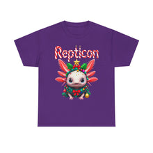 Load image into Gallery viewer, Repticon Unisex Heavy Cotton Tee w/ Axolotl Christmas Tree
