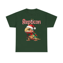 Load image into Gallery viewer, Repticon Unisex Heavy Cotton Tee w/ Bearded Dragon Santa
