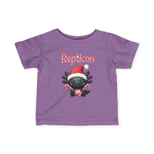 Load image into Gallery viewer, Repticon Infant Fine Jersey Tee w/ Axolotl Santa
