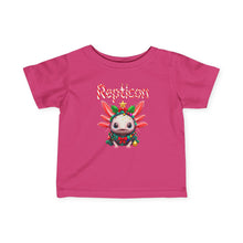 Load image into Gallery viewer, Repticon Infant Fine Jersey Tee w/ Axolotl Christmas Tree
